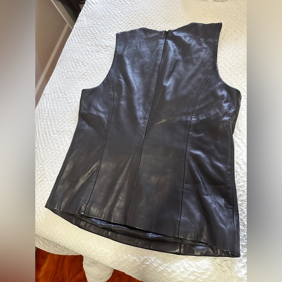 Genuine Leather - studded - zip back - soft leather  Neiman Marcus - Picture 2 of 8